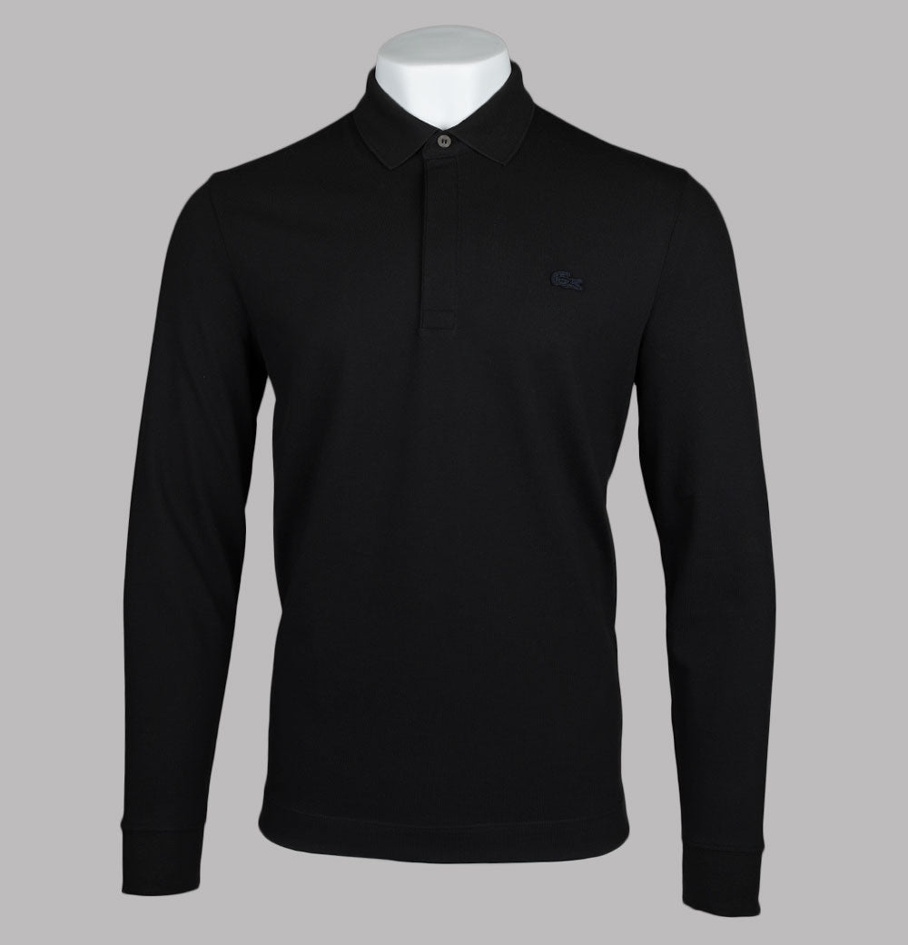 Black lacoste long clearance sleeve polo