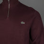 Lacoste Zip Up High Neck Interlock Sweatshirt Burgundy