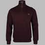 Lacoste Zip Up High Neck Interlock Sweatshirt Burgundy