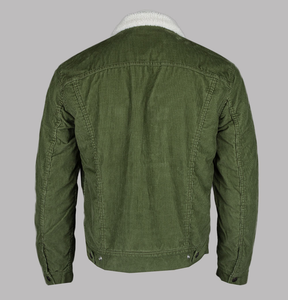 Levi green denim jacket discount