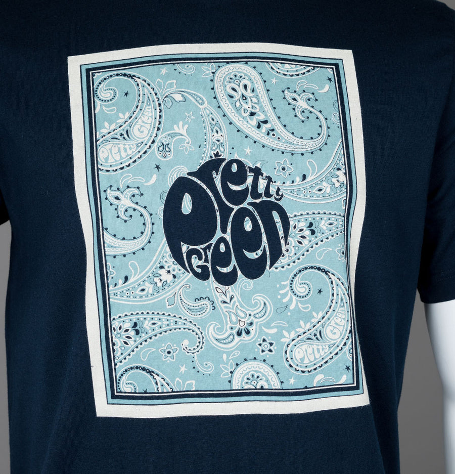 Pretty Green Eclipse Paisley Graphic T-Shirt Navy