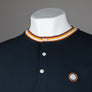 Pretty Green Hollen Tipped Grandad T-Shirt Navy