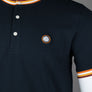 Pretty Green Hollen Tipped Grandad T-Shirt Navy