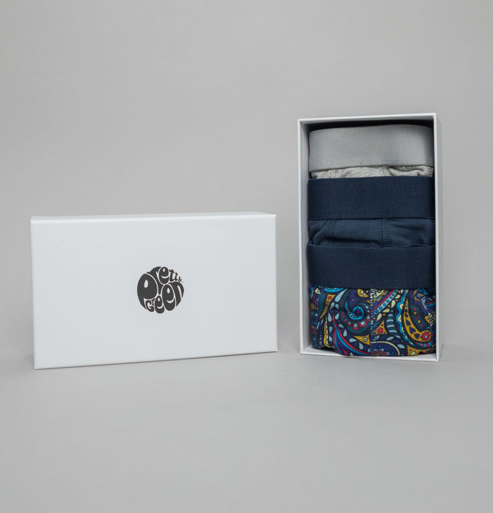Pretty Green Marriot Paisley 3 Pack Boxers Blue