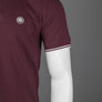 Pretty Green Mountfield Zip Polo Shirt Burgundy