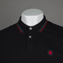 Pretty Green Wonderwall Paisley Placket Polo Shirt Black