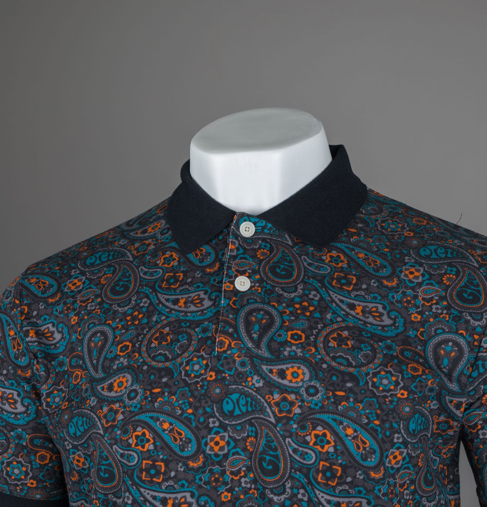 Pretty Green Wonderwall Paisley Polo Shirt Dark Grey – Bronx Clothing