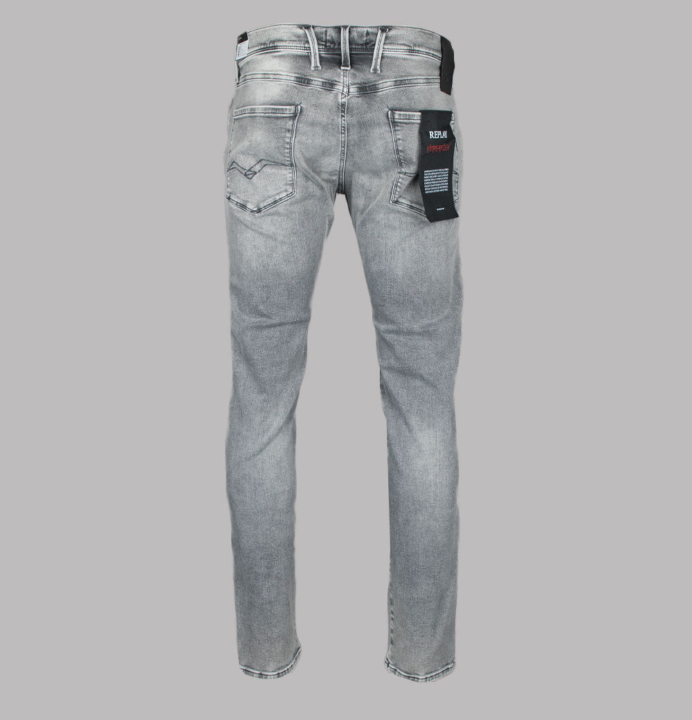 REPLAY Jeans Uomo Anbass Slim Fit Hyperflex Elasticizzati - Grigio Chiaro (Super Light Grey 095), W33/L32