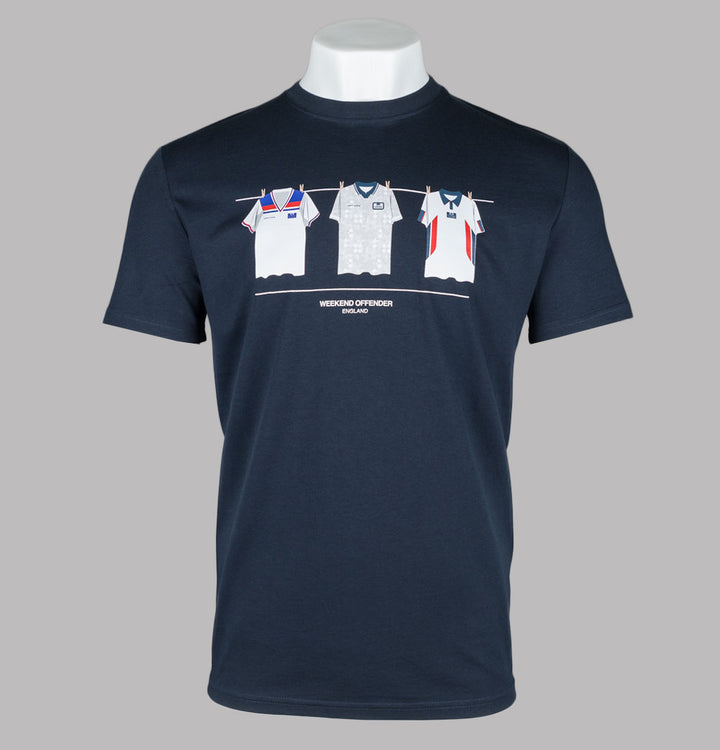 Weekend Offender England Retro Home Football Shirts T-Shirt Navy