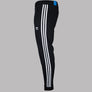 Black Adidas Adicolor Classics 3-Stripes joggers with white stripes on the legs and embroidered trefoil logo.