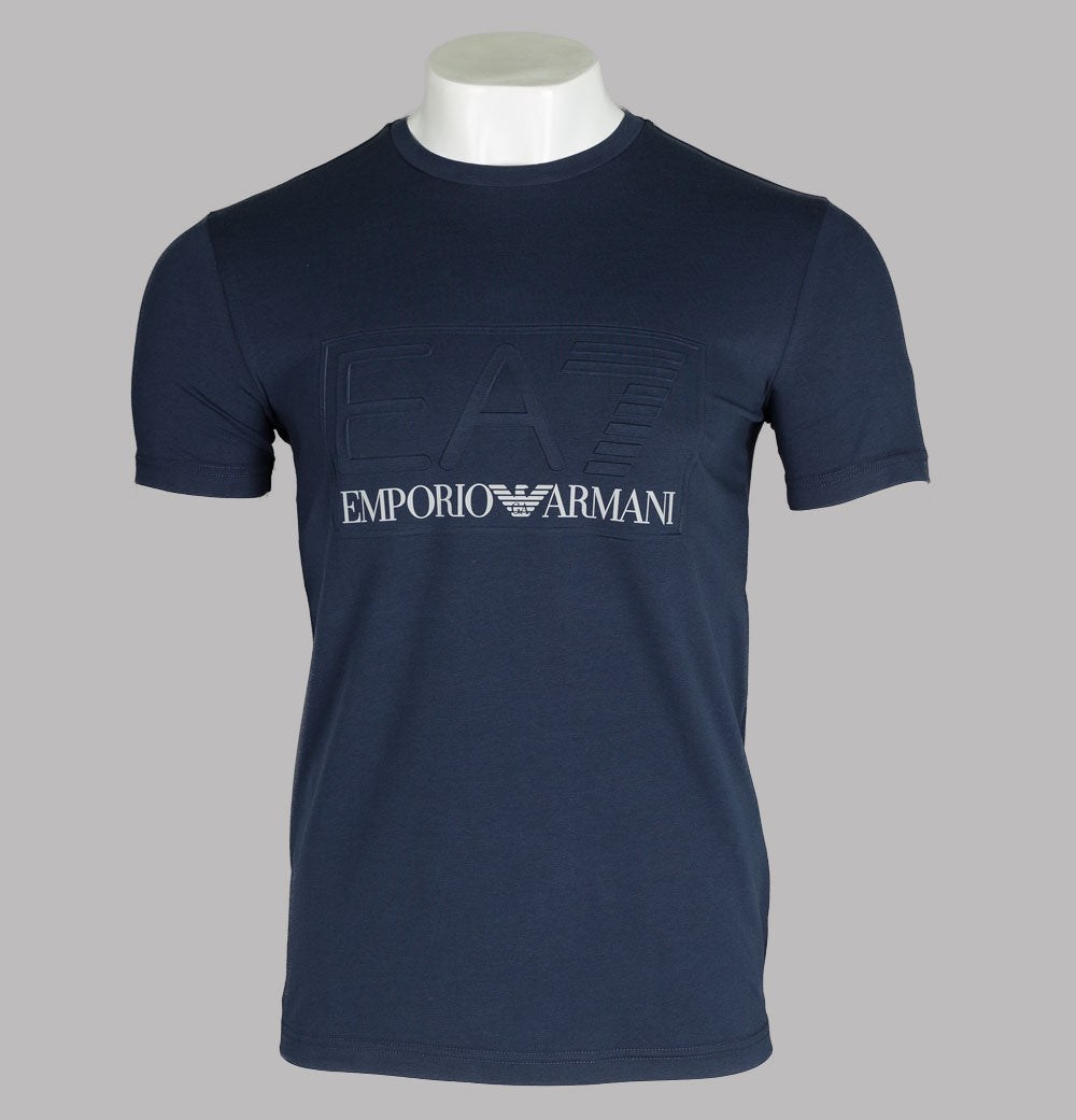 EA7 Bold Raised Logo T Shirt Navy Bronx Clothing