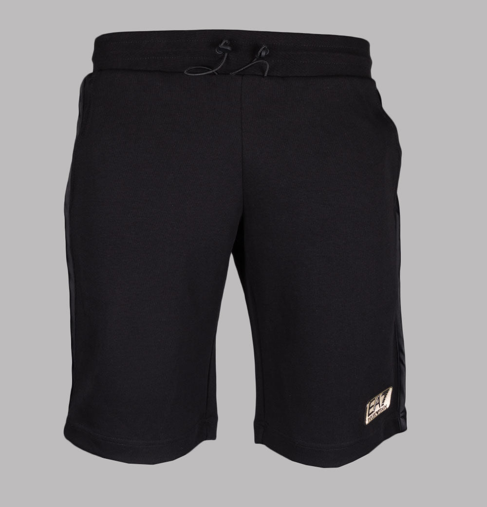 EA7 Gold Logo Bermuda Shorts Black