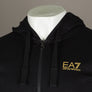 EA7 Gold Logo Full Zip Hooded Sweatshirt Black