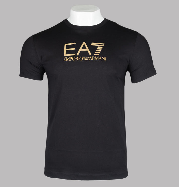 EA7 Gold Logo T-Shirt Black/Gold