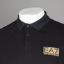 EA7 Gold Textured Logo Polo Shirt Black