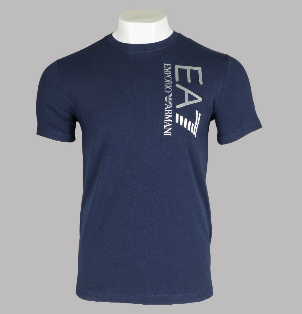 EA7 Silver Chest Logo T-Shirt Navy Blue – Bronx Clothing
