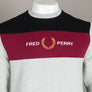 Fred Perry Embroidered Panel Sweatshirt Marl Grey