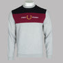 Fred Perry Embroidered Panel Sweatshirt Marl Grey