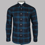 Farah Brewer Check Slim Fit Oxford Shirt Navy