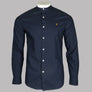 Farah Brewer Slim Fit Grandad Collar Shirt Navy