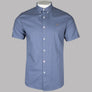 Farah Brewer Slim Fit S/S Oxford Shirt Battleship Blue