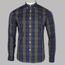 Farah Brewer Tartan Check Slim Fit Shirt Rich Grey