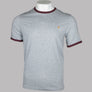 Farah Groves Ringer T-Shirt Light Grey Marl