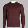 Farah Horace Crew Neck Knit Jumper Burgundy