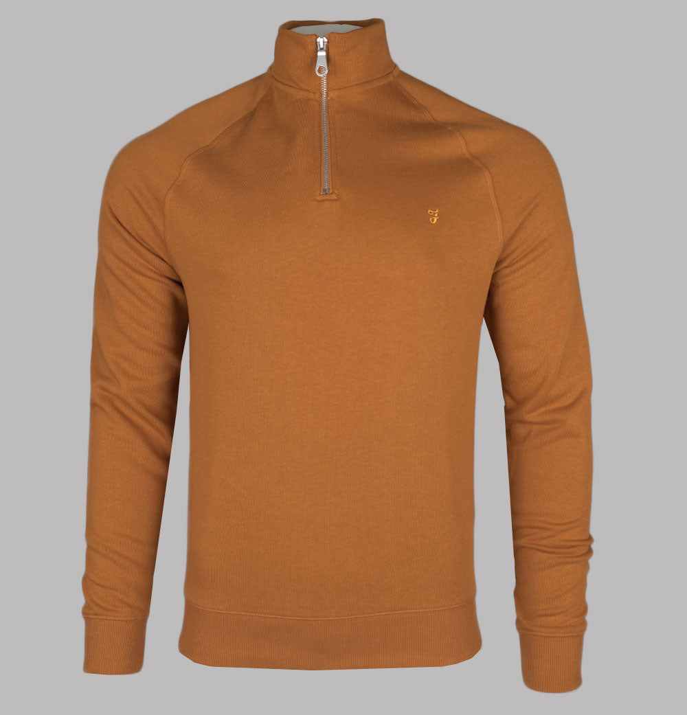 Farah Jim 1/4 Zip Sweatshirt Ochre – Bronx Clothing
