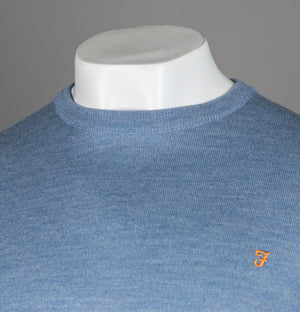 Farah Mullen Merino Wool Sweater Mid Blue