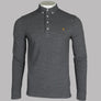 Farah Ricky LS Polo Shirt Grey Marl