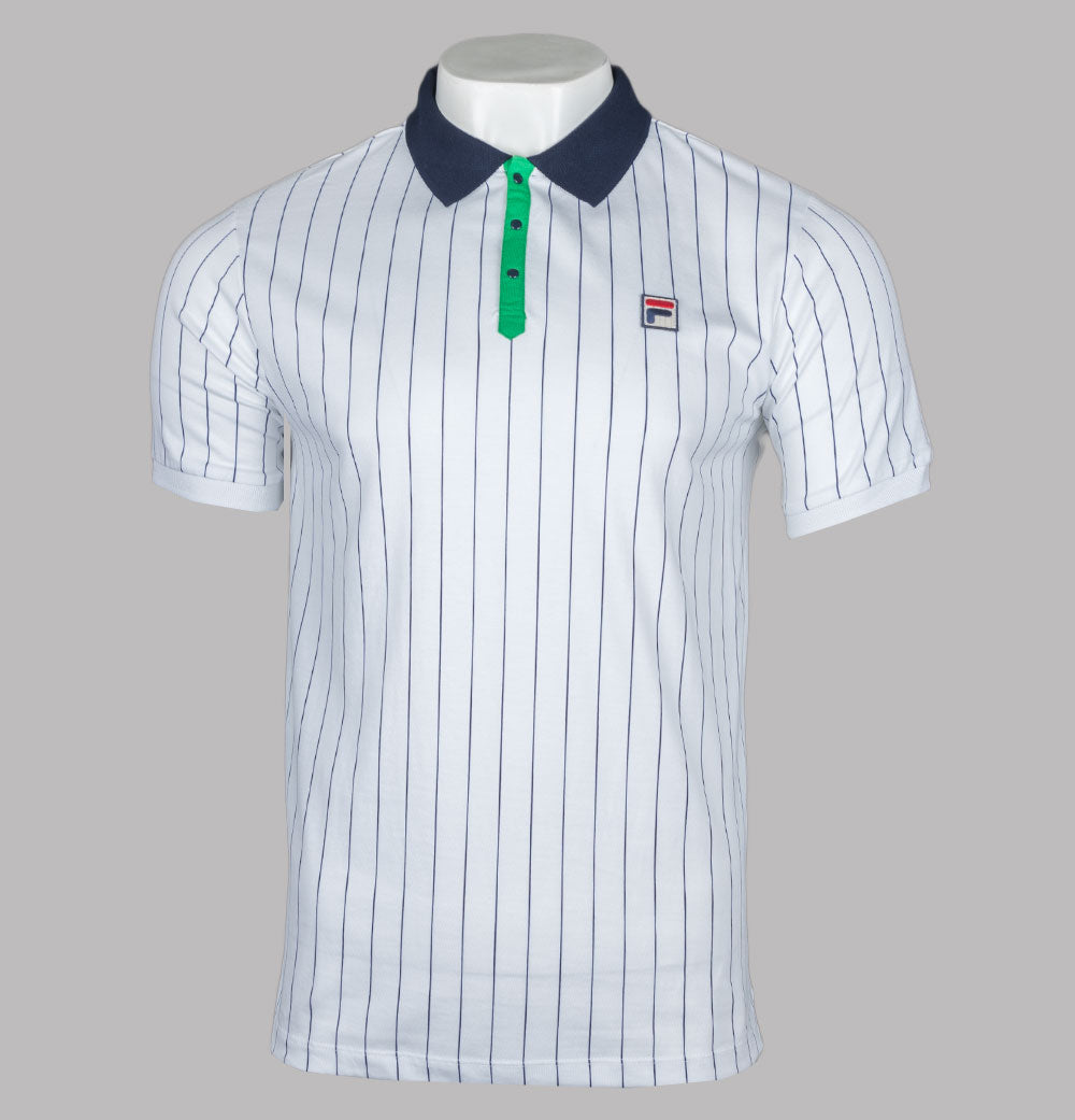 Fila Vintage BB1 Classic Striped Polo Shirt White Fila Navy