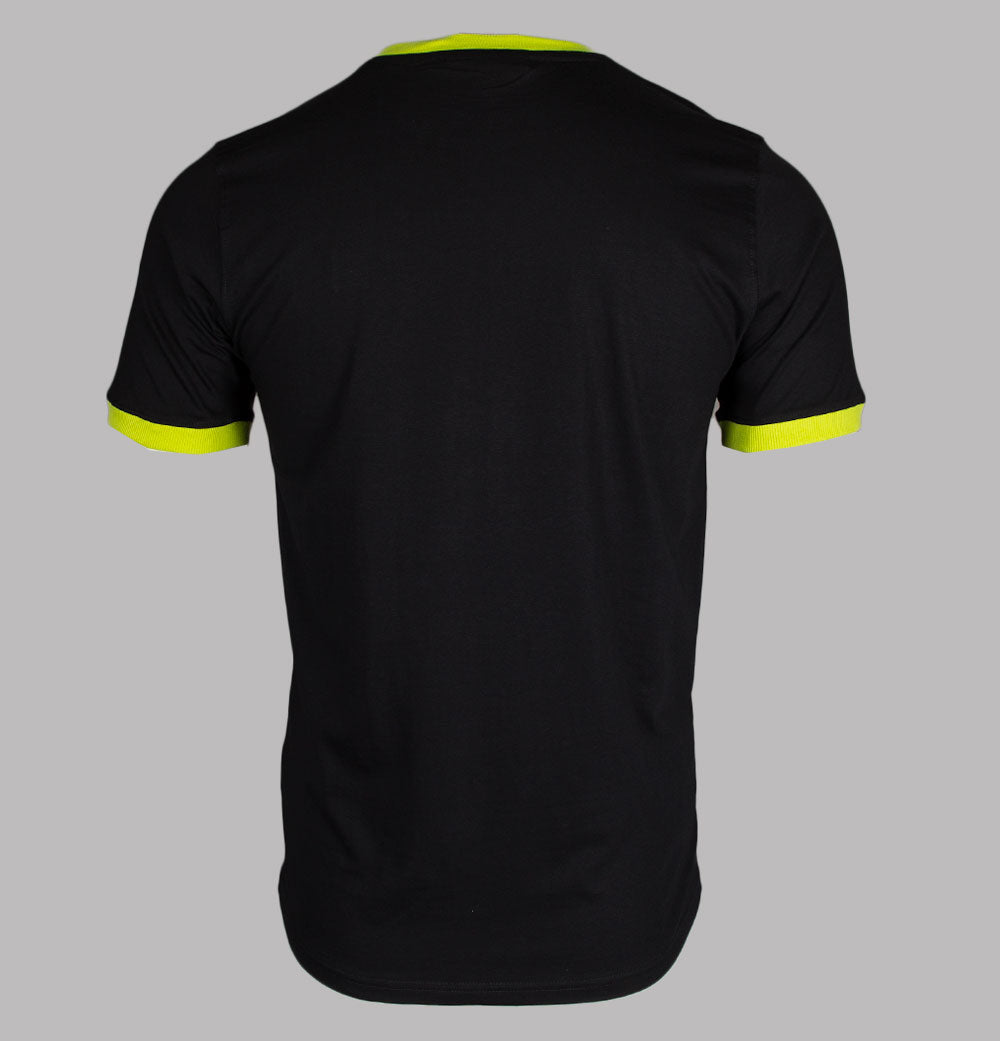 Fila Vintage Marconi Ringer T Shirt Black Lime Punch