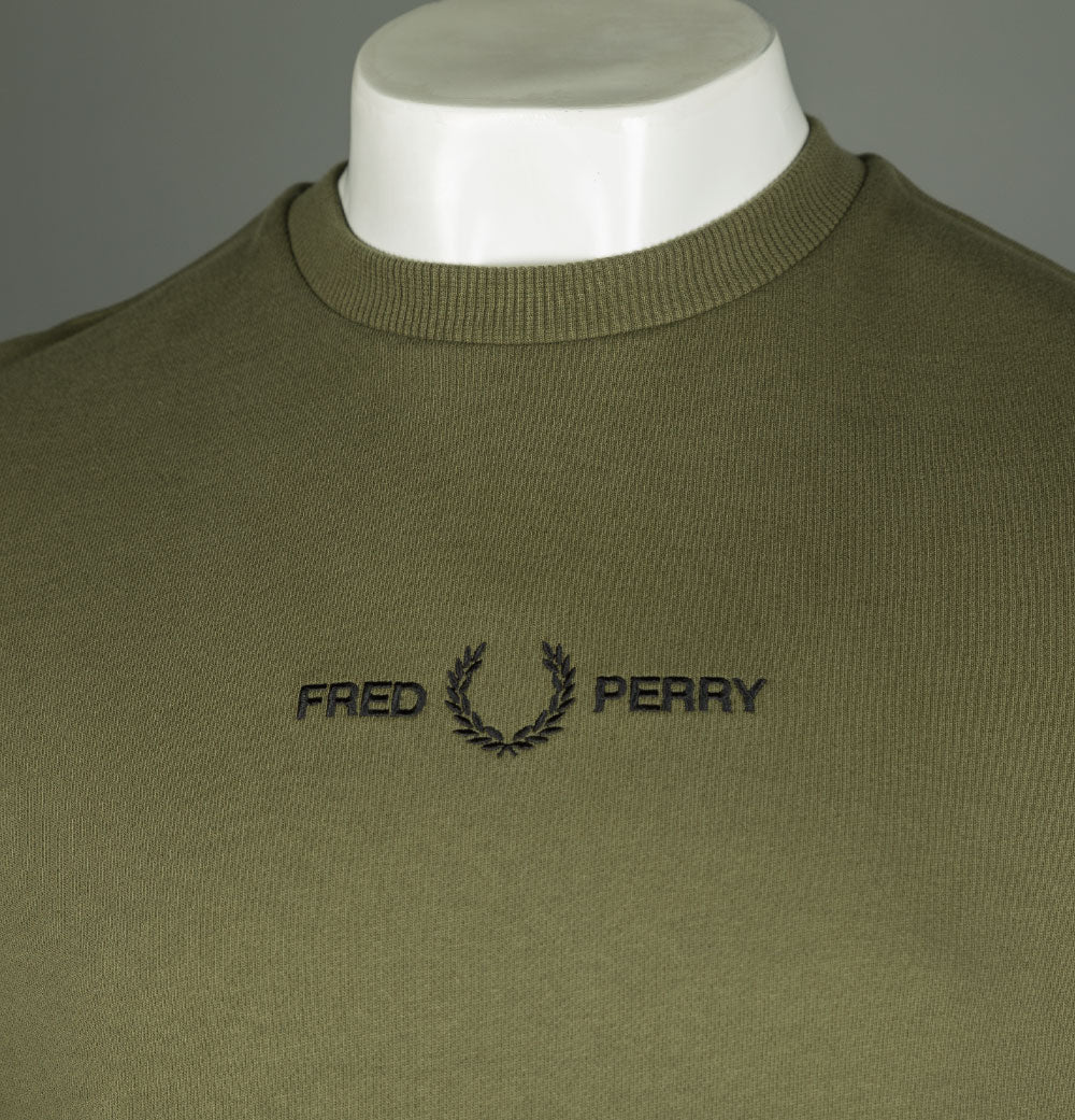 Fred Perry embroidered logo sweat in dark green