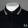 Fred Perry LS Twin Tipped Polo Shirt Black/Silver Blue