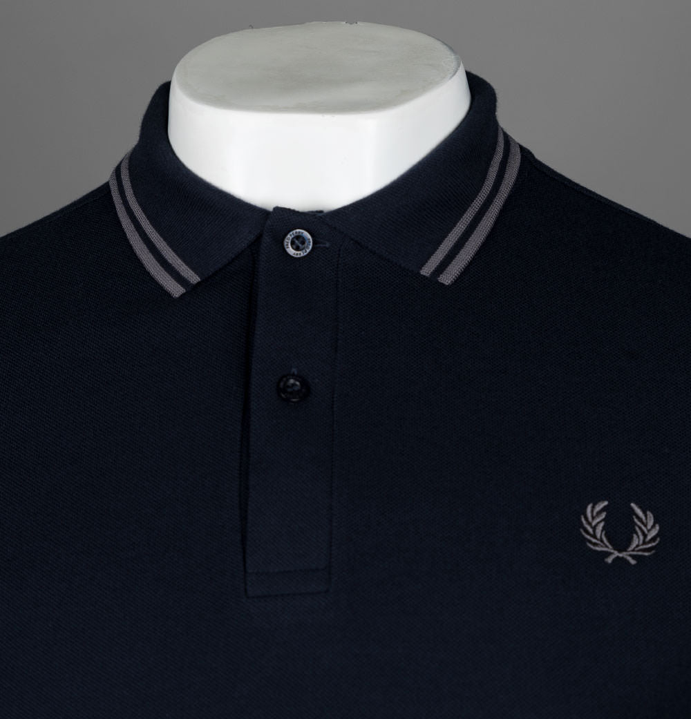 Fred Perry LS Twin Tipped Polo Shirt Navy/Gunmetal – Bronx Clothing