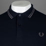 Fred Perry LS Twin Tipped Polo Shirt Navy/Gunmetal
