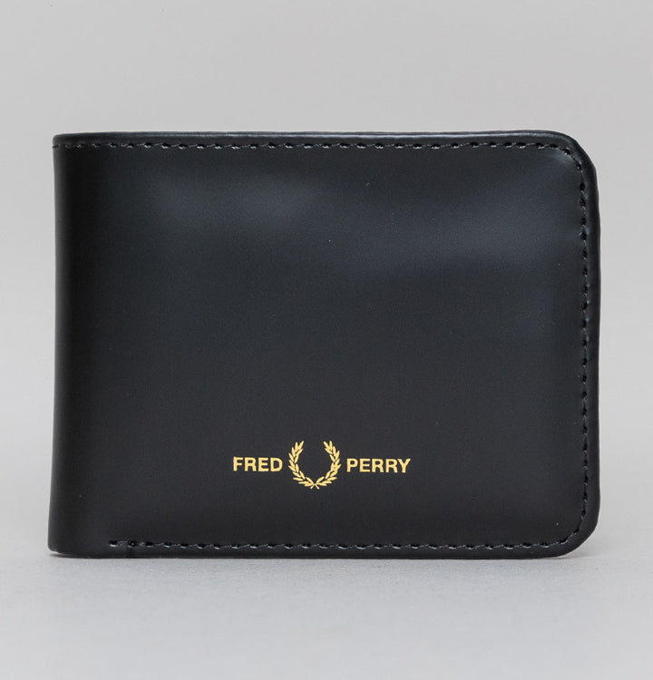 Fred Perry Matt Leather Billfold Wallet Black