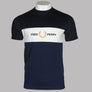 Fred Perry Embroidered Panel T-Shirt Carbon Blue