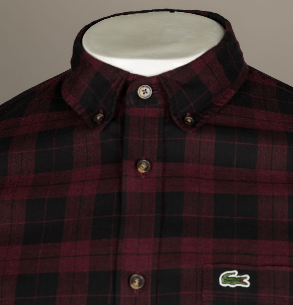 Mens lacoste check deals shirt