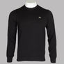 Lacoste Crew Neck Caviar Pique Accent Cotton Sweater Black