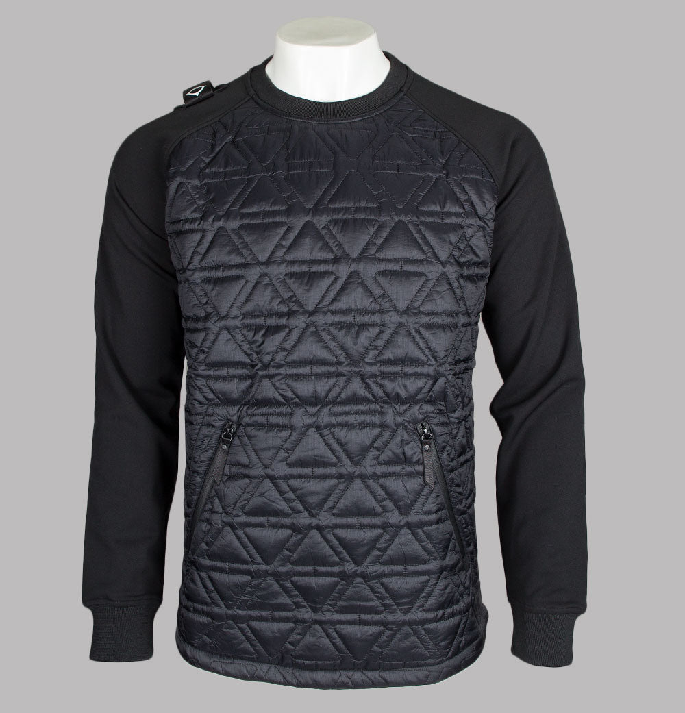 Ma.Strum Polygon Quilt Fleece Sweatshirt Jet Black Bronx Clothing