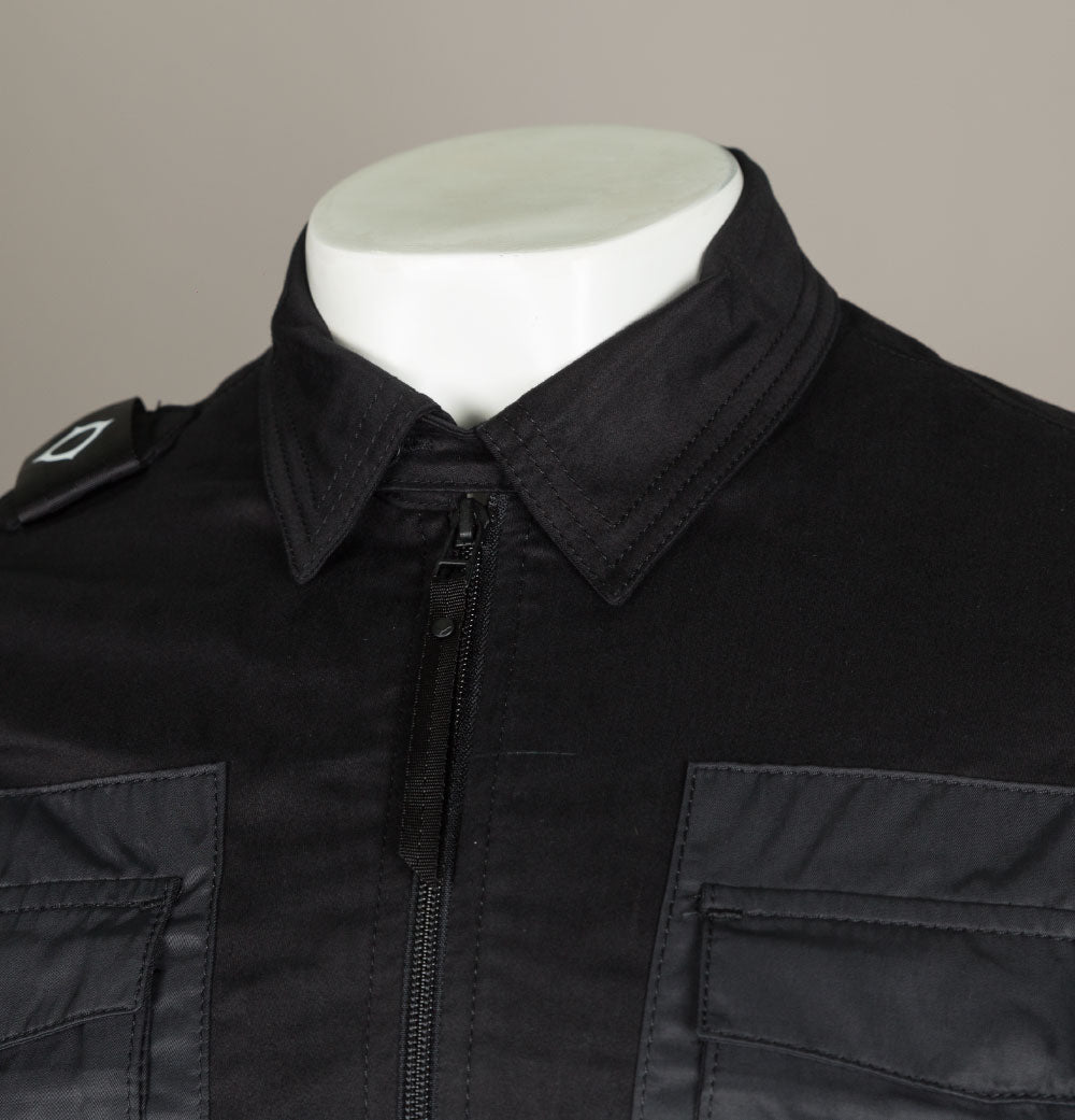 Ma.Strum Zip Through Overshirt Jet Black Bronx Clothing