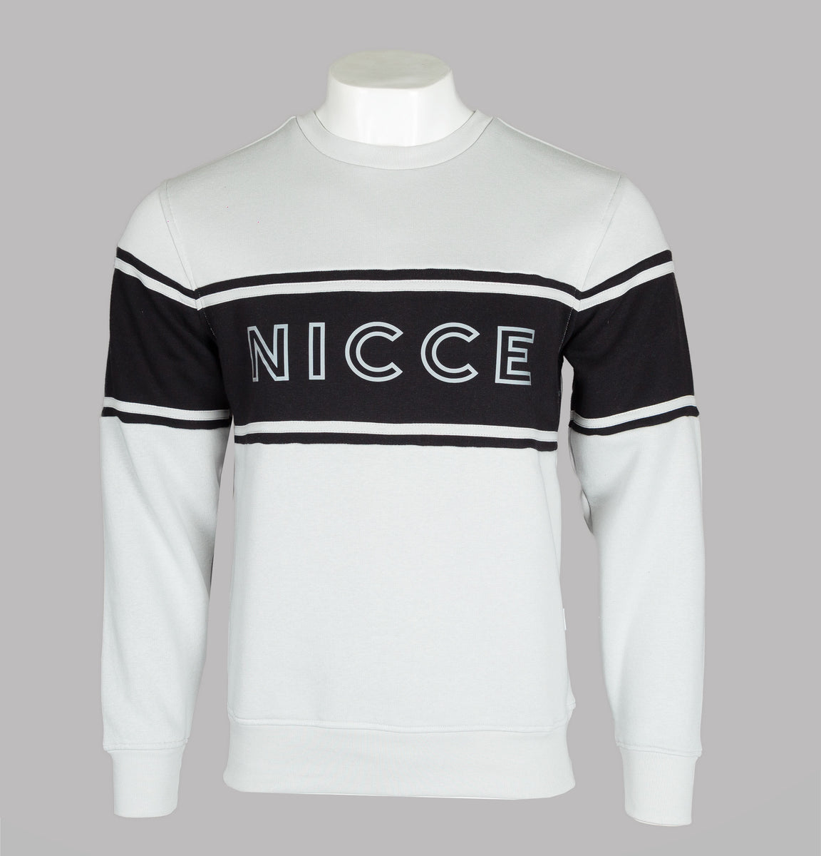 Nicce Panel Sweatshirt Stone Grey Bronx Clothing