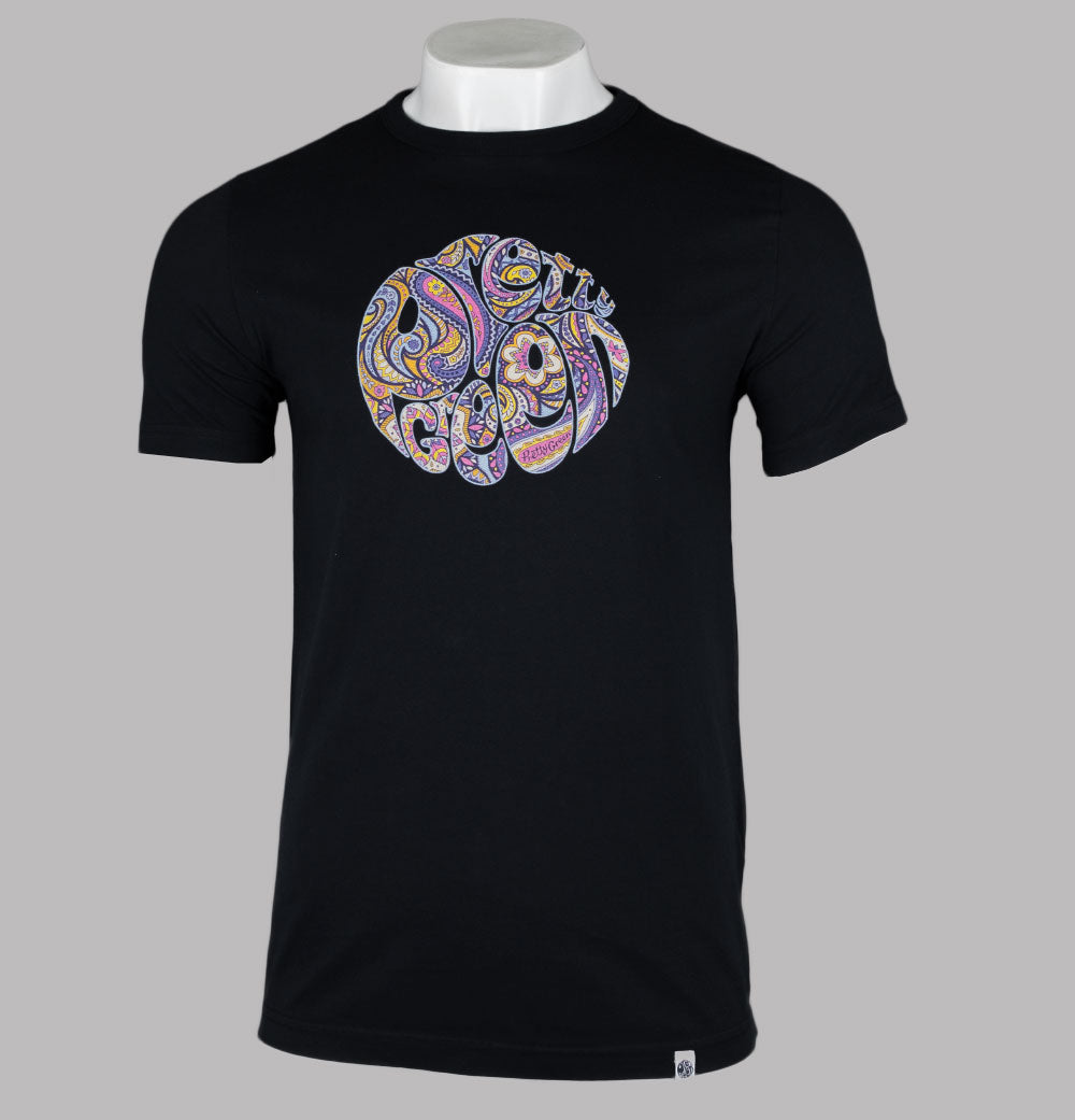 Pretty Green Festival Paisley Print Logo T-Shirt Black – Bronx