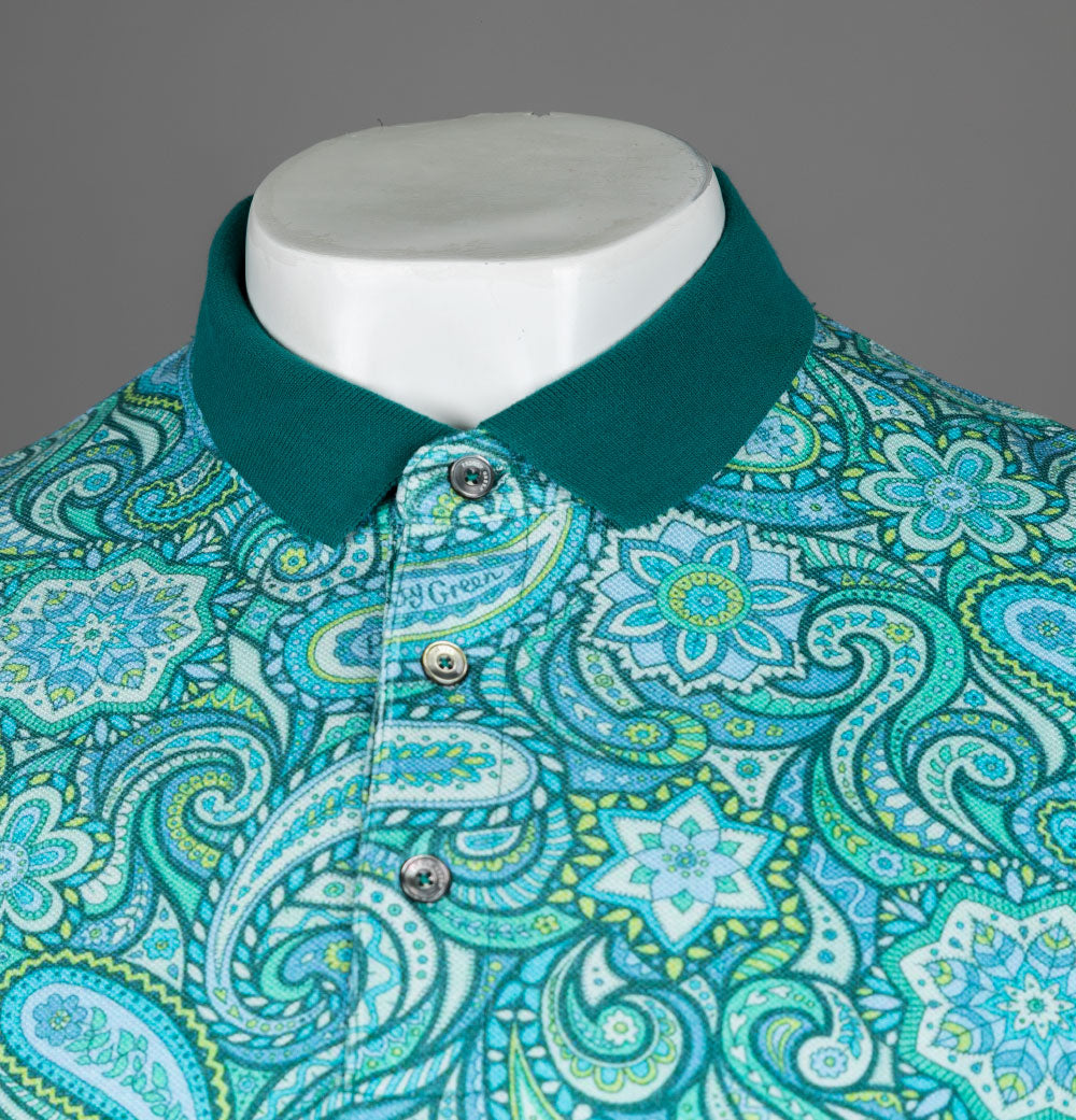 Pretty Green Itchycoo Paisley Polo Green