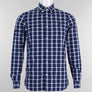 Fred Perry Herringbone Gingham Shirt Mid Blue