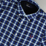 Fred Perry Herringbone Gingham Shirt Mid Blue