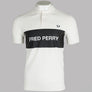 Fred Perry Printed Panel Polo Shirt Snow White