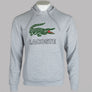 Lacoste Embroidered Signature Logo Hooded Sweatshirt Light Grey